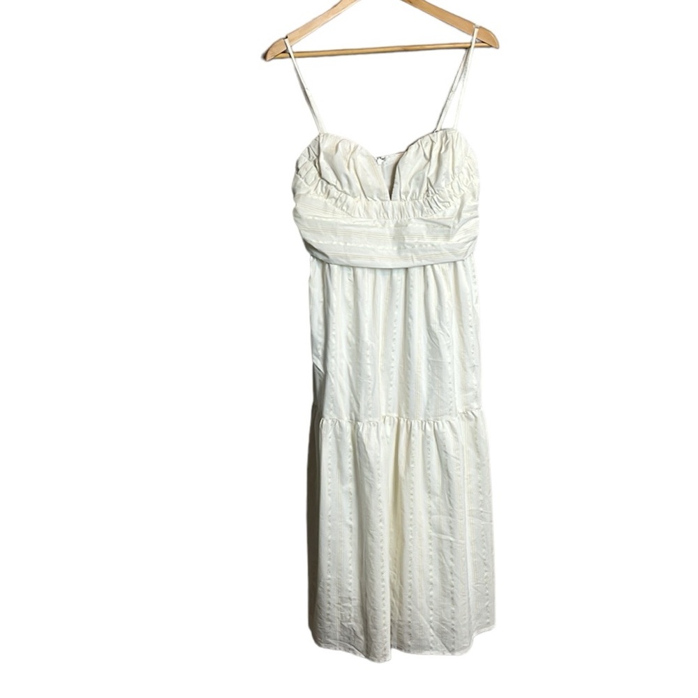 Moon River Spaghetti Strap Dress, Sweetheart, Empire Waist, White & Gold XL - Picture 4 of 11